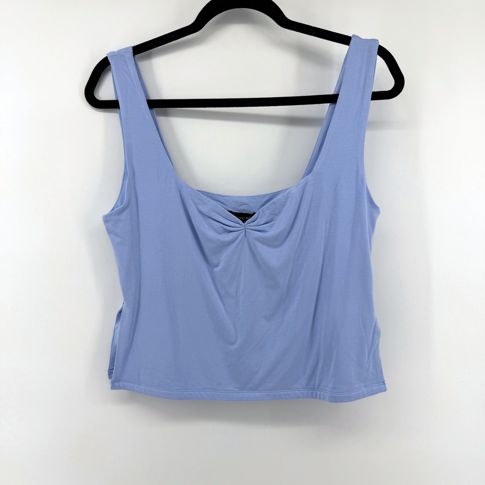 White Fox Tank Top Taking Off Ruched XL Baby Blue Womens Cropped Modal Basic‎